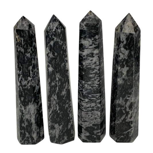 1515 grams, 6.75" -7", 4 pcs, Indigo Gabro Merlinte Towers/Obelisks, B21454