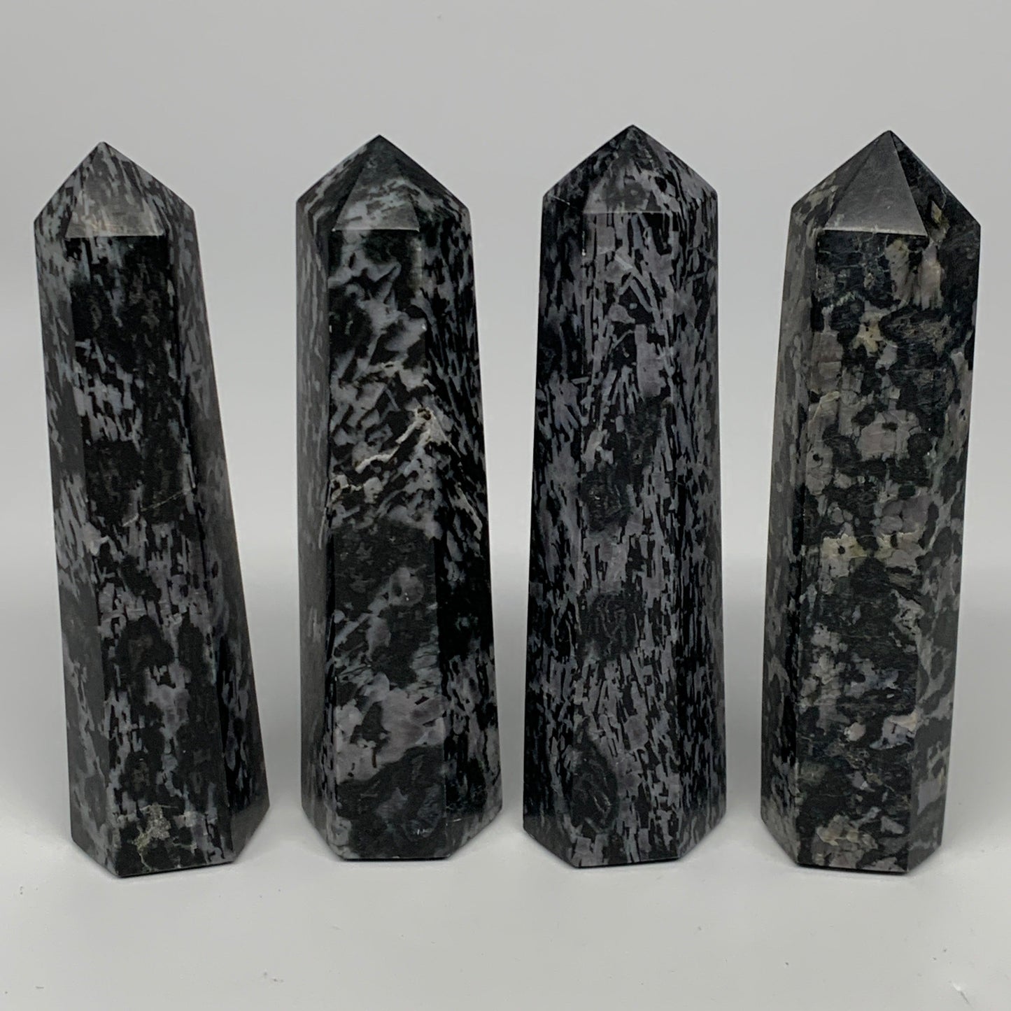 1440 grams, 5.75" -6", 4 pcs, Indigo Gabro Merlinte Towers/Obelisks, B21452