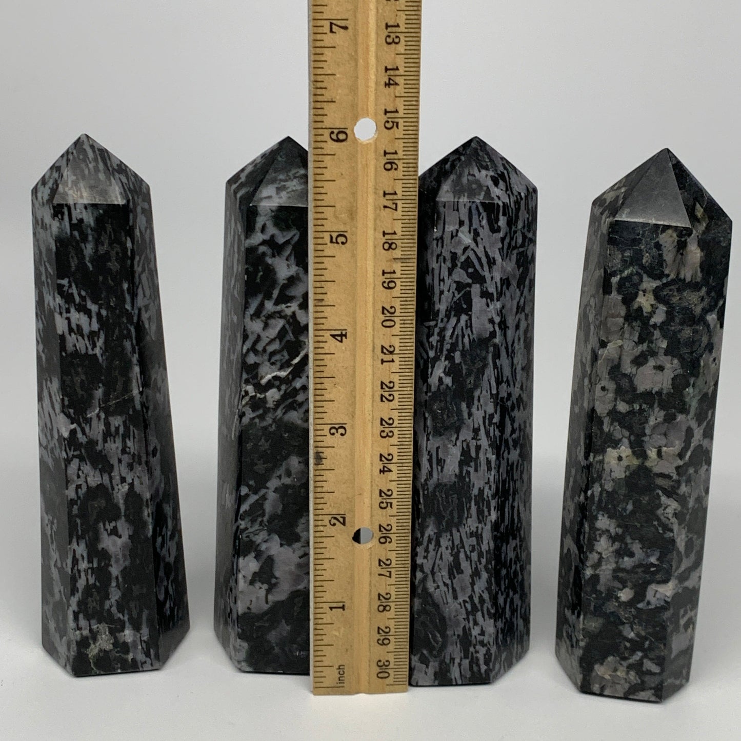 1440 grams, 5.75" -6", 4 pcs, Indigo Gabro Merlinte Towers/Obelisks, B21452