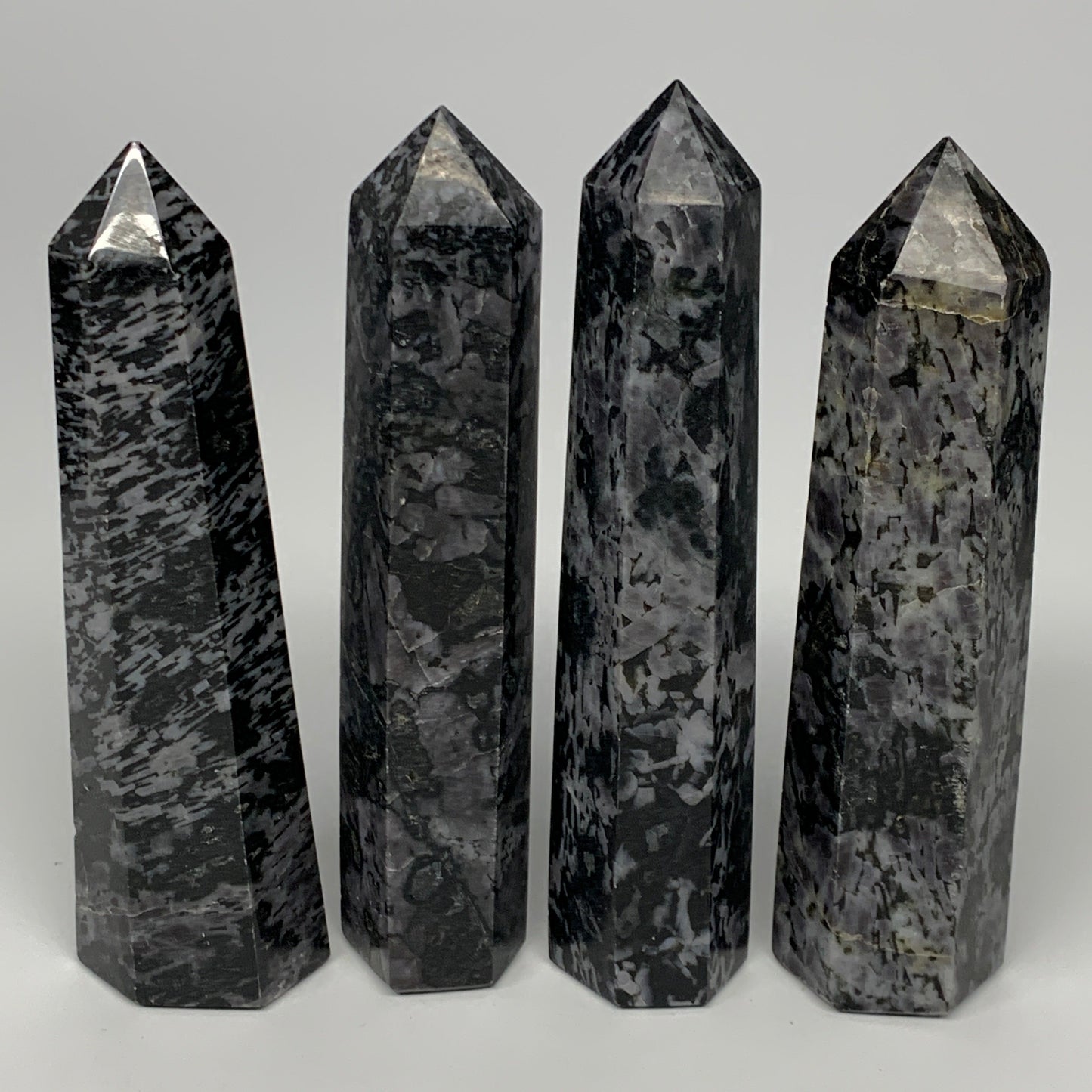 1270 grams, 6" -6.2", 4 pcs, Indigo Gabro Merlinte Towers/Obelisks, B21451