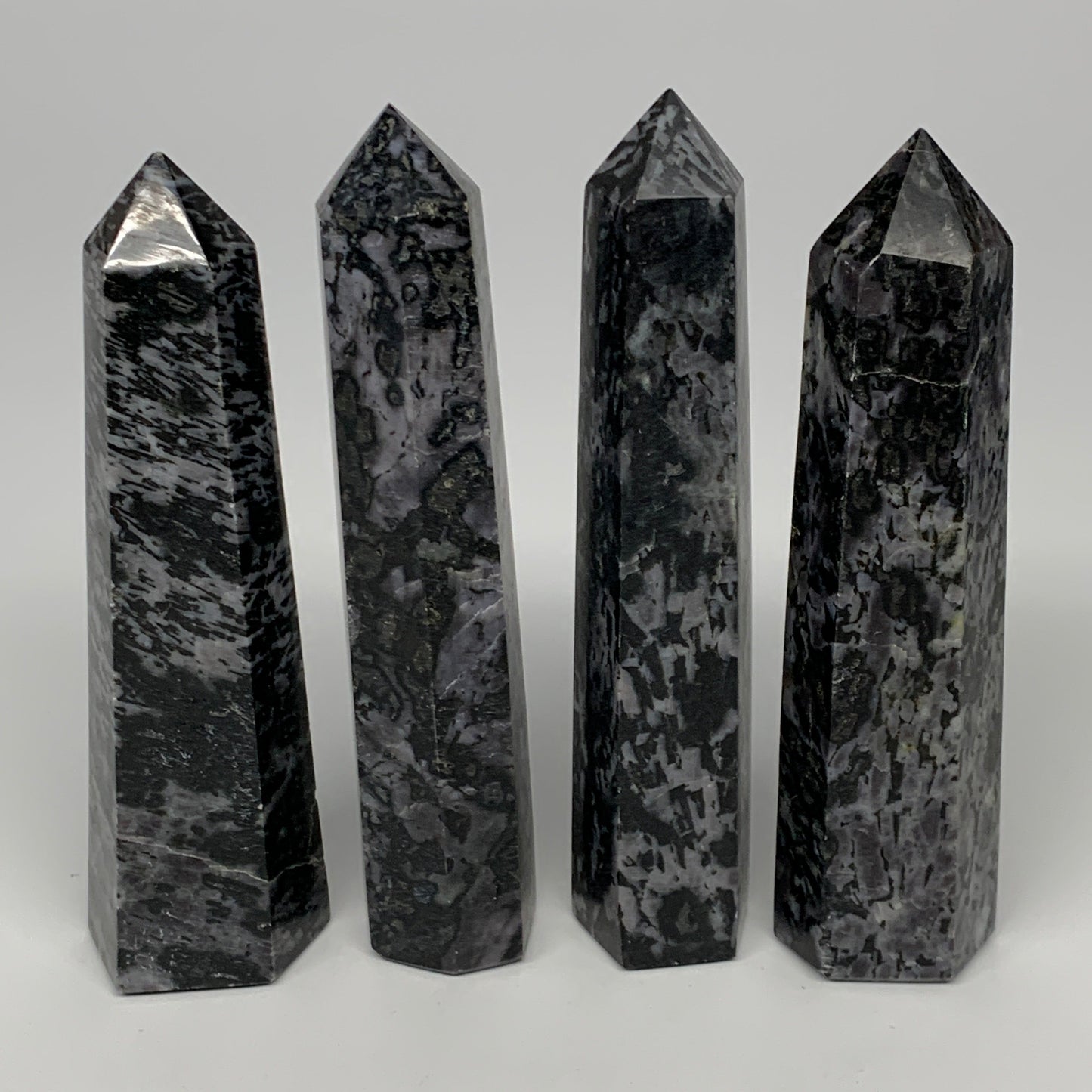 1270 grams, 6" -6.2", 4 pcs, Indigo Gabro Merlinte Towers/Obelisks, B21451