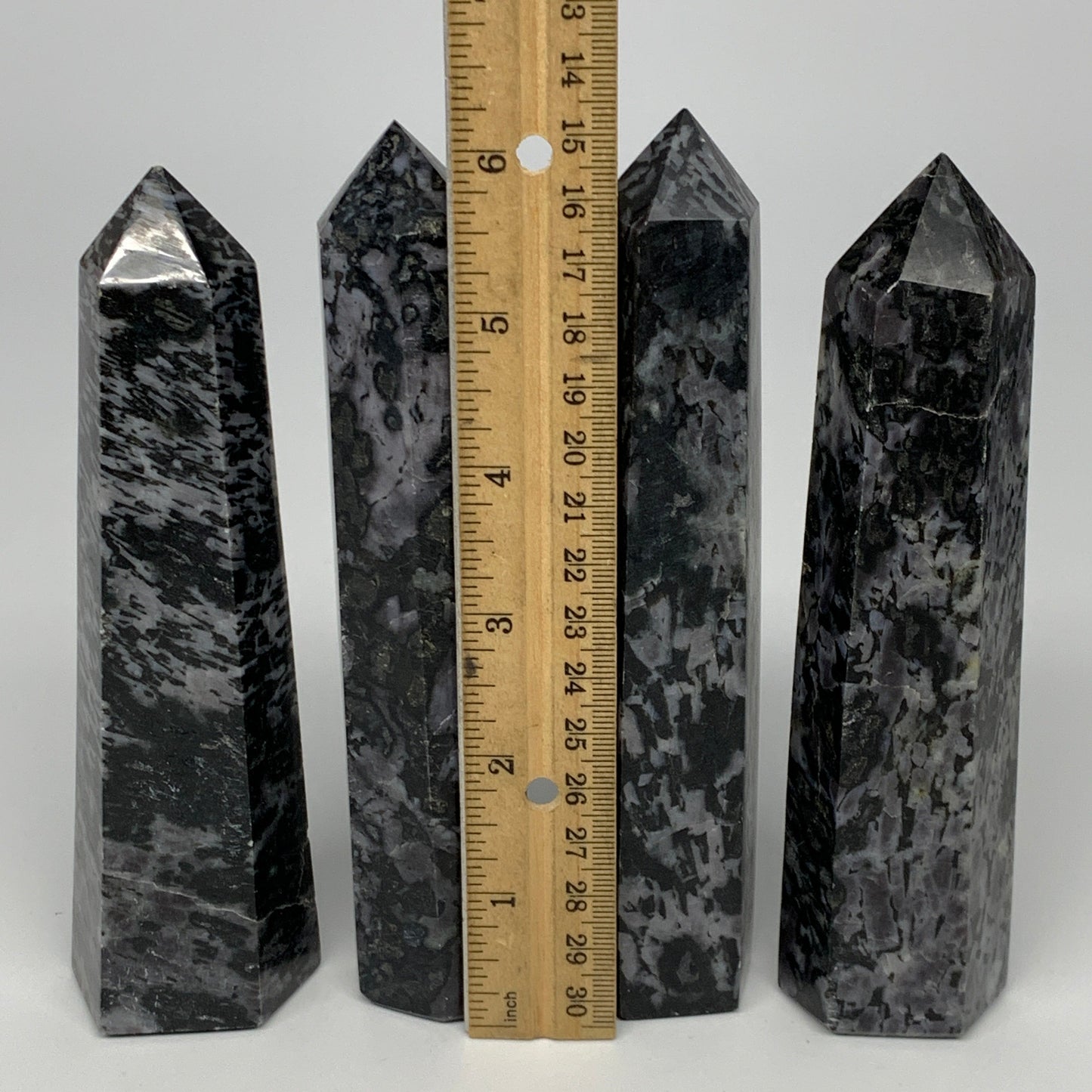 1270 grams, 6" -6.2", 4 pcs, Indigo Gabro Merlinte Towers/Obelisks, B21451