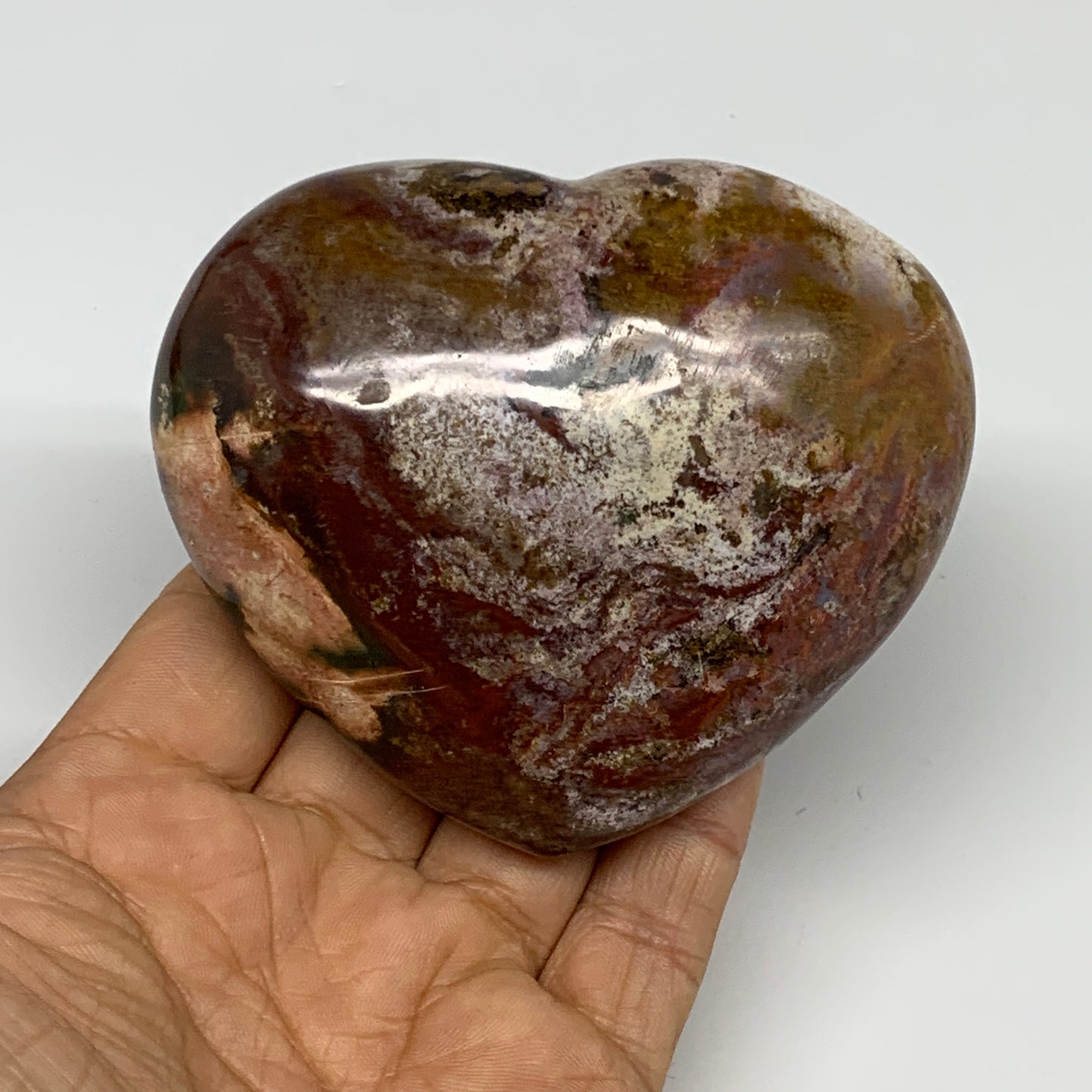 0.72 lbs, 3"x3.4"x1.5" Ocean Jasper Heart Polished Healing Crystal, B30934