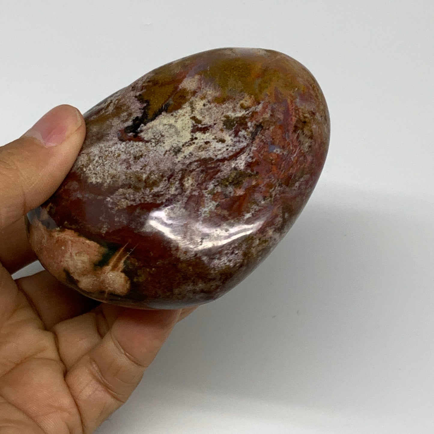 0.72 lbs, 3"x3.4"x1.5" Ocean Jasper Heart Polished Healing Crystal, B30934