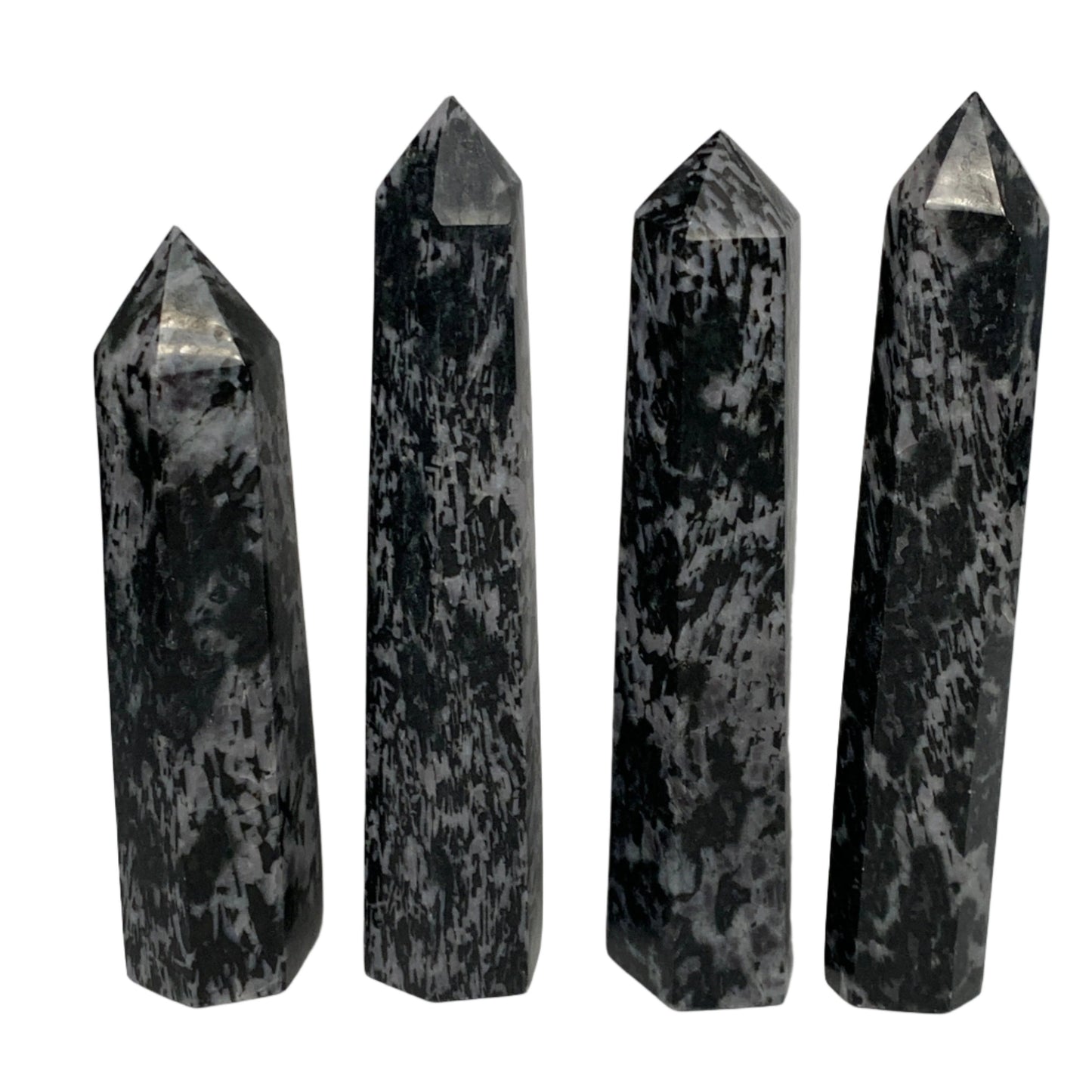 1395 grams, 6" - 7", 4 pcs, Indigo Gabro Merlinte Towers/Obelisks, B21448