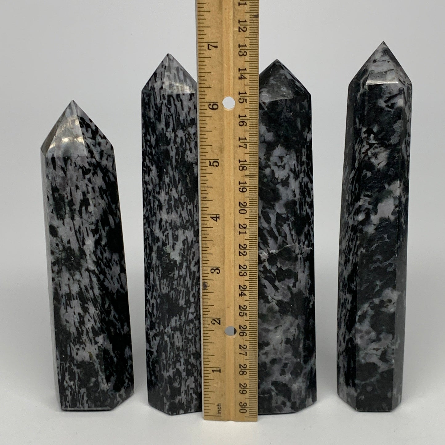 1395 grams, 6" - 7", 4 pcs, Indigo Gabro Merlinte Towers/Obelisks, B21448