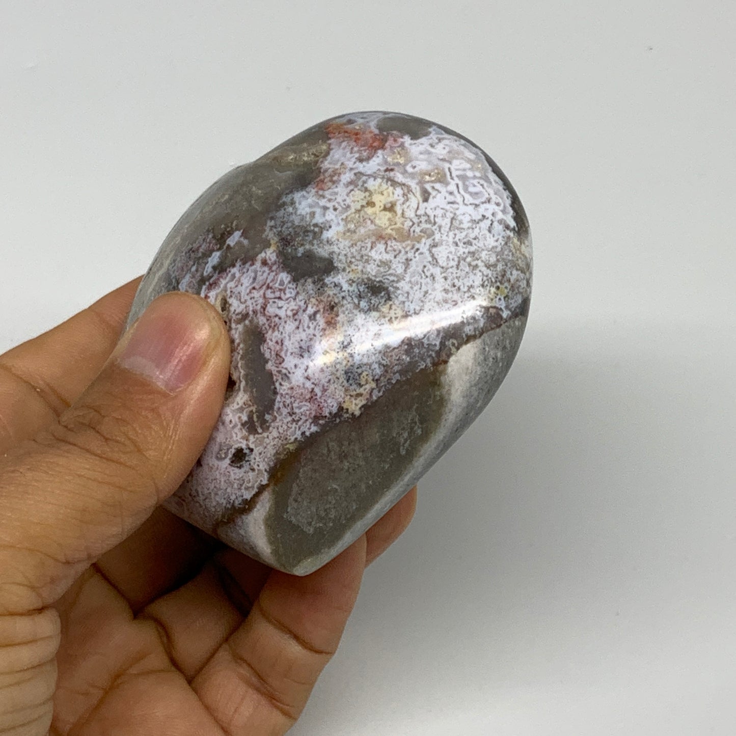 0.6 lbs, 2.9"x3.1"x1.5" Ocean Jasper Heart Polished Healing Crystal, B30936