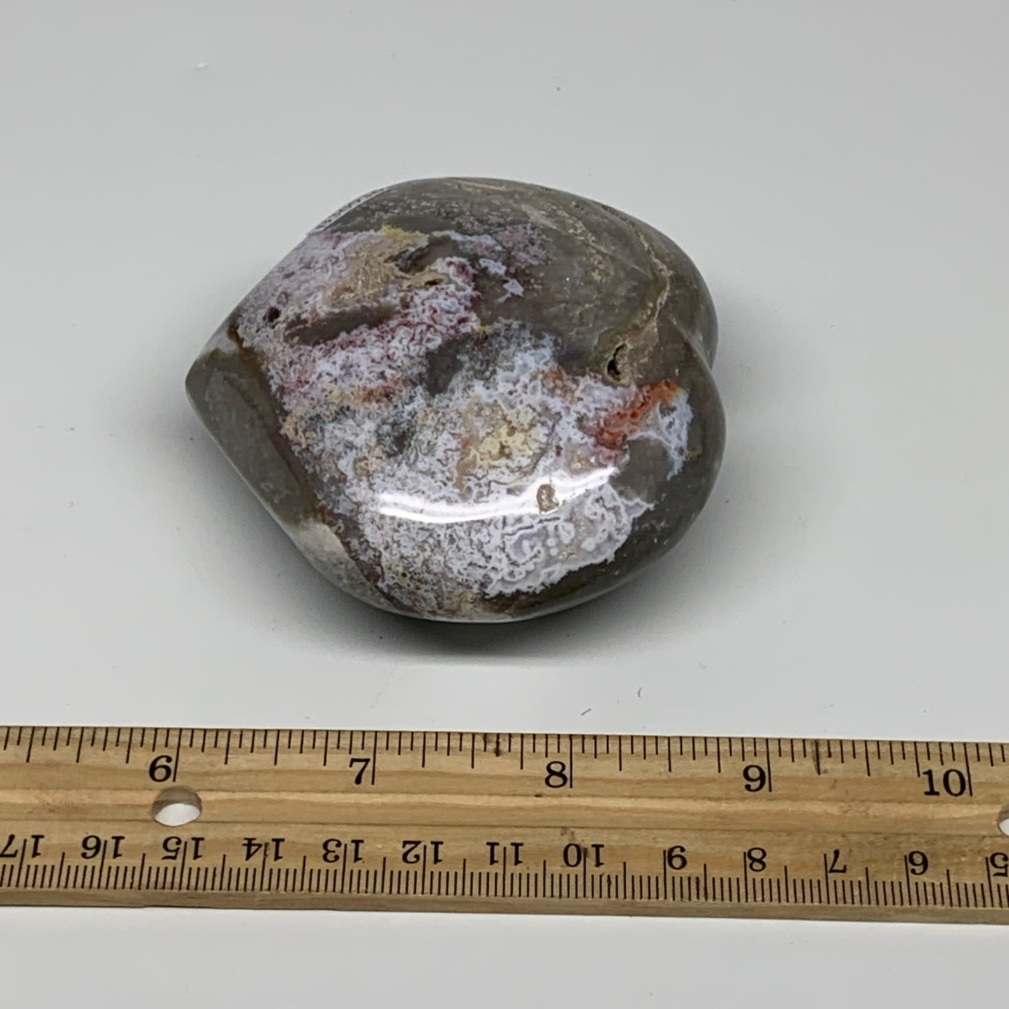 0.6 lbs, 2.9"x3.1"x1.5" Ocean Jasper Heart Polished Healing Crystal, B30936