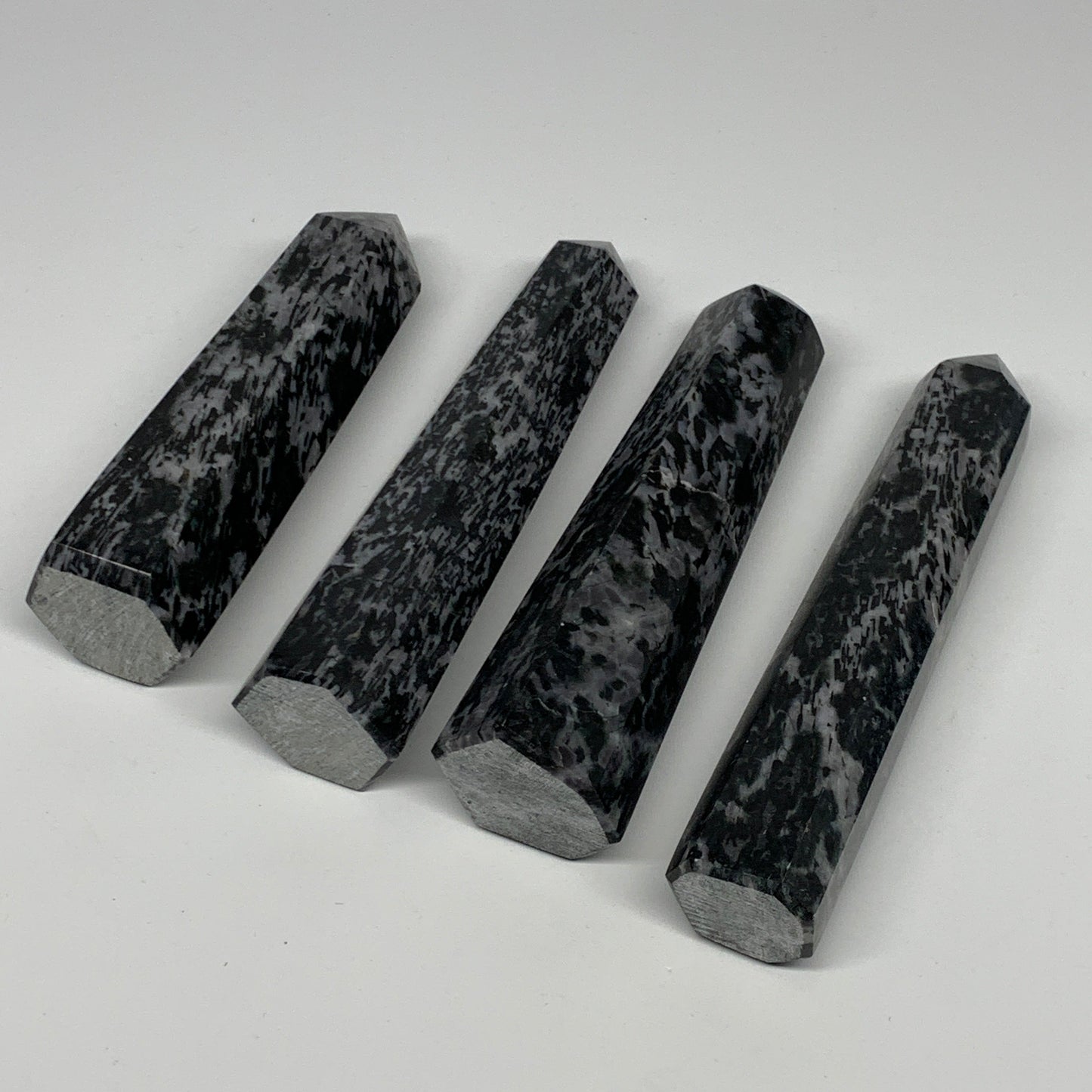 1395 grams, 6" - 7", 4 pcs, Indigo Gabro Merlinte Towers/Obelisks, B21448