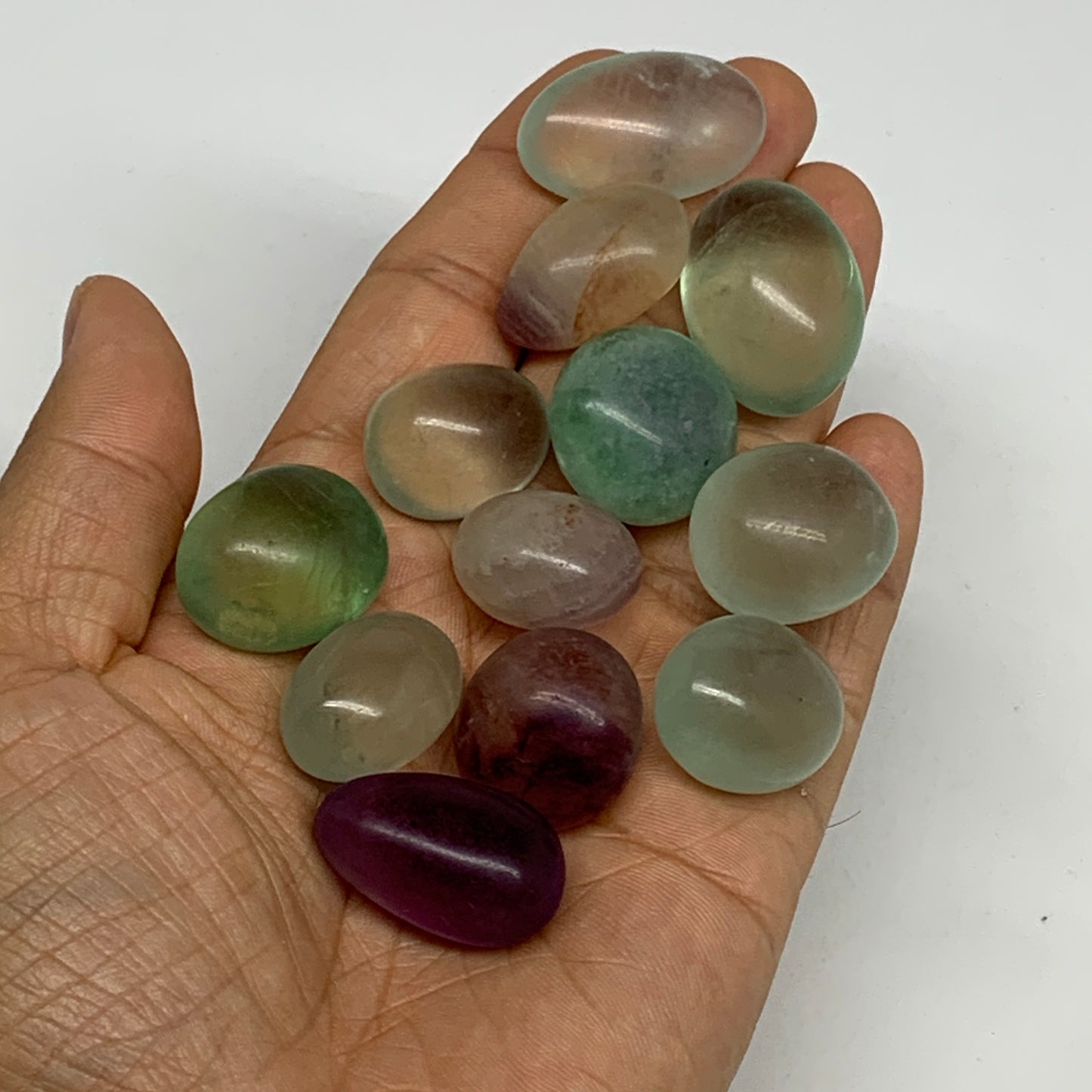 141.1g, 0.8"-1.2", 10pcs, Multi Color Fluorite Crystal Tumbled Stones, B28742