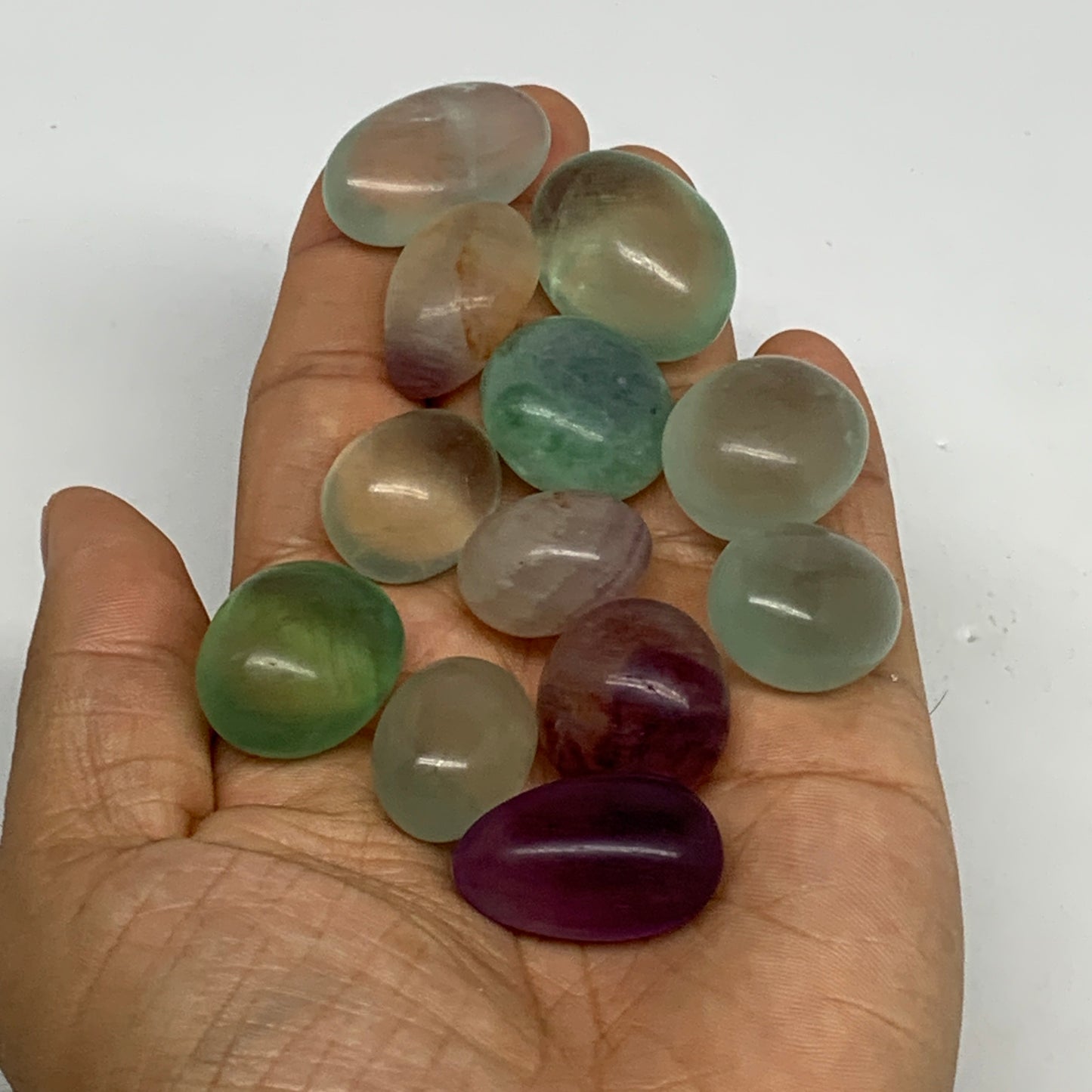 141.1g, 0.8"-1.2", 10pcs, Multi Color Fluorite Crystal Tumbled Stones, B28742