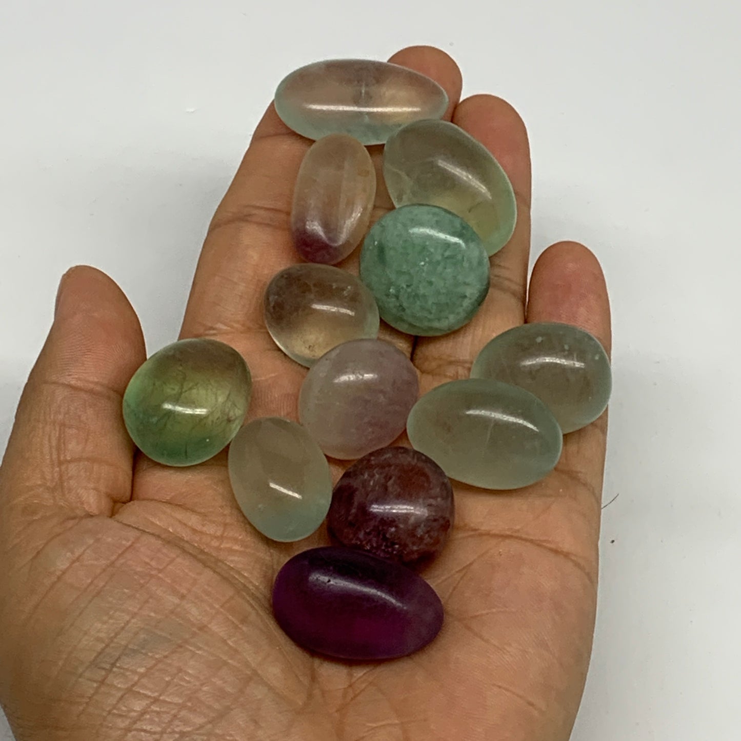 141.1g, 0.8"-1.2", 10pcs, Multi Color Fluorite Crystal Tumbled Stones, B28742