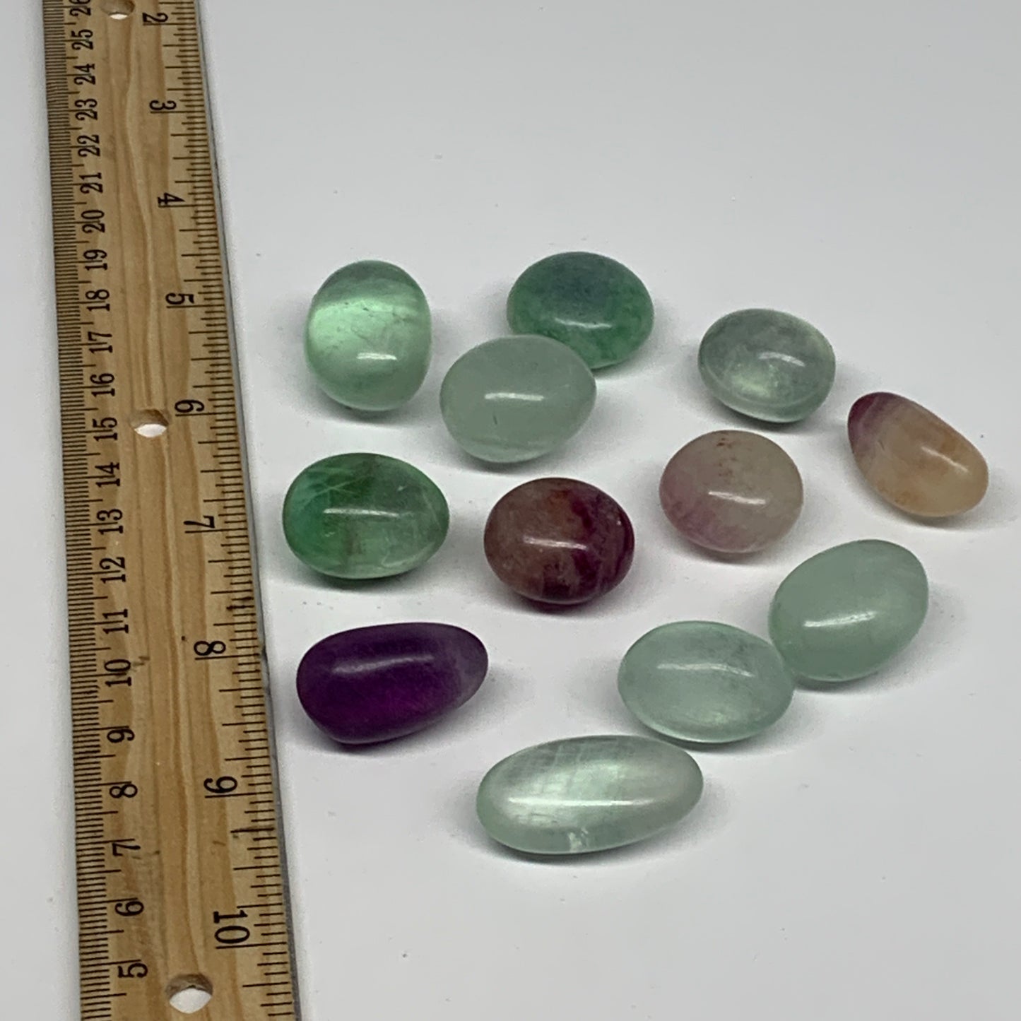 141.1g, 0.8"-1.2", 10pcs, Multi Color Fluorite Crystal Tumbled Stones, B28742