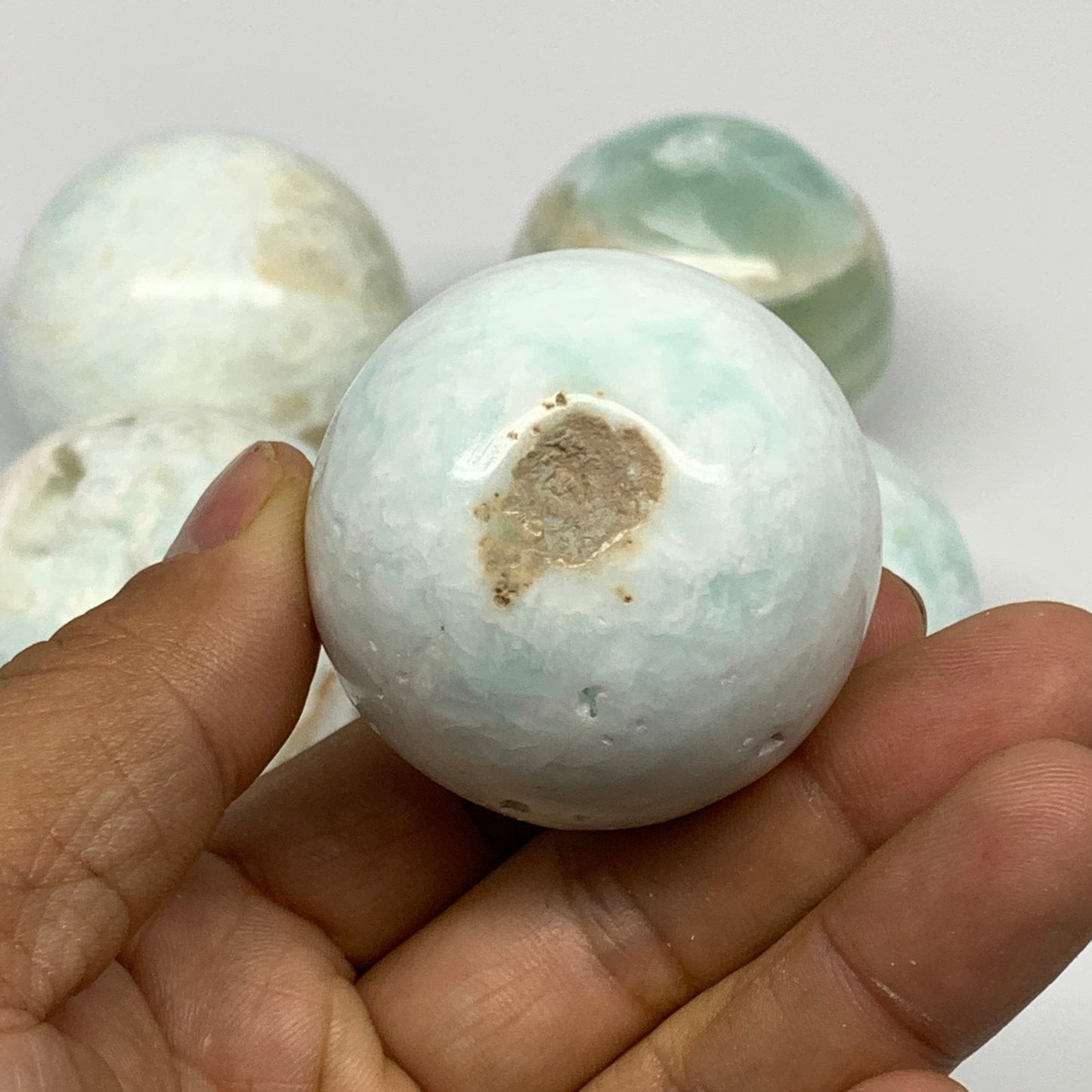 2.2 lbs, 1.7" - 2.2", 5pcs Caribbean Calcite Spheres Gemstones, B25195