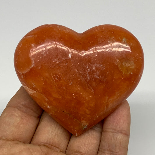 123.5g, 2.3"x2.7"x1" Orange Calcite Heart Gemstones from Madagascar, B33768