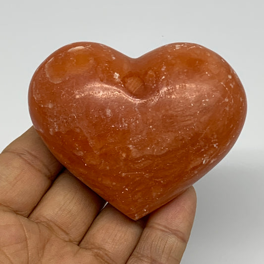 152g, 2.3"x2.8"x1.2" Orange Calcite Heart Gemstones from Madagascar, B33769