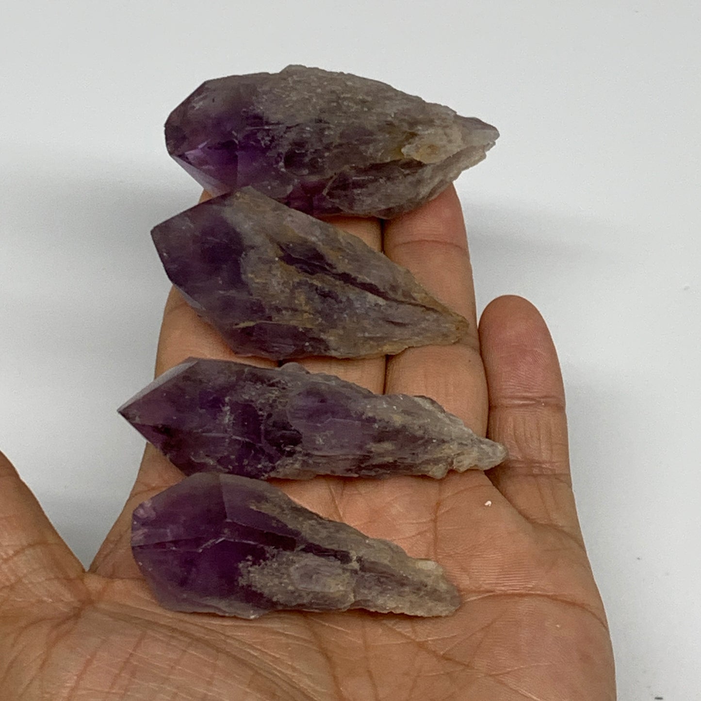 118.3g, 2.2" - 2.5", 4pcs, Amethyst Point Polished Rough lower part, B32394