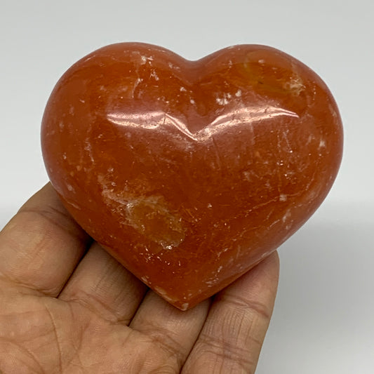 220g, 2.5"x2.9"x1.6" Orange Calcite Heart Gemstones from Madagascar, B33770