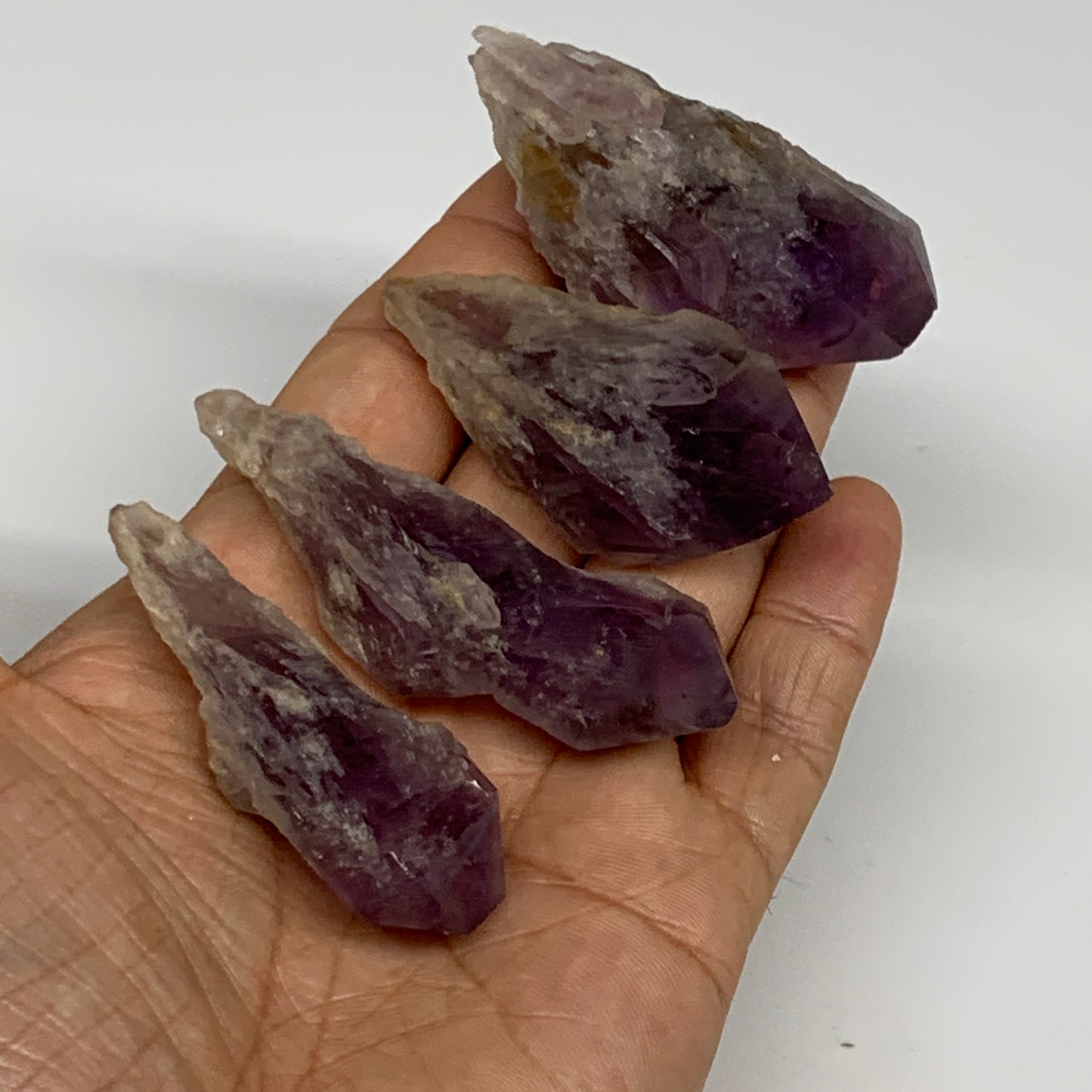 118.3g, 2.2" - 2.5", 4pcs, Amethyst Point Polished Rough lower part, B32394