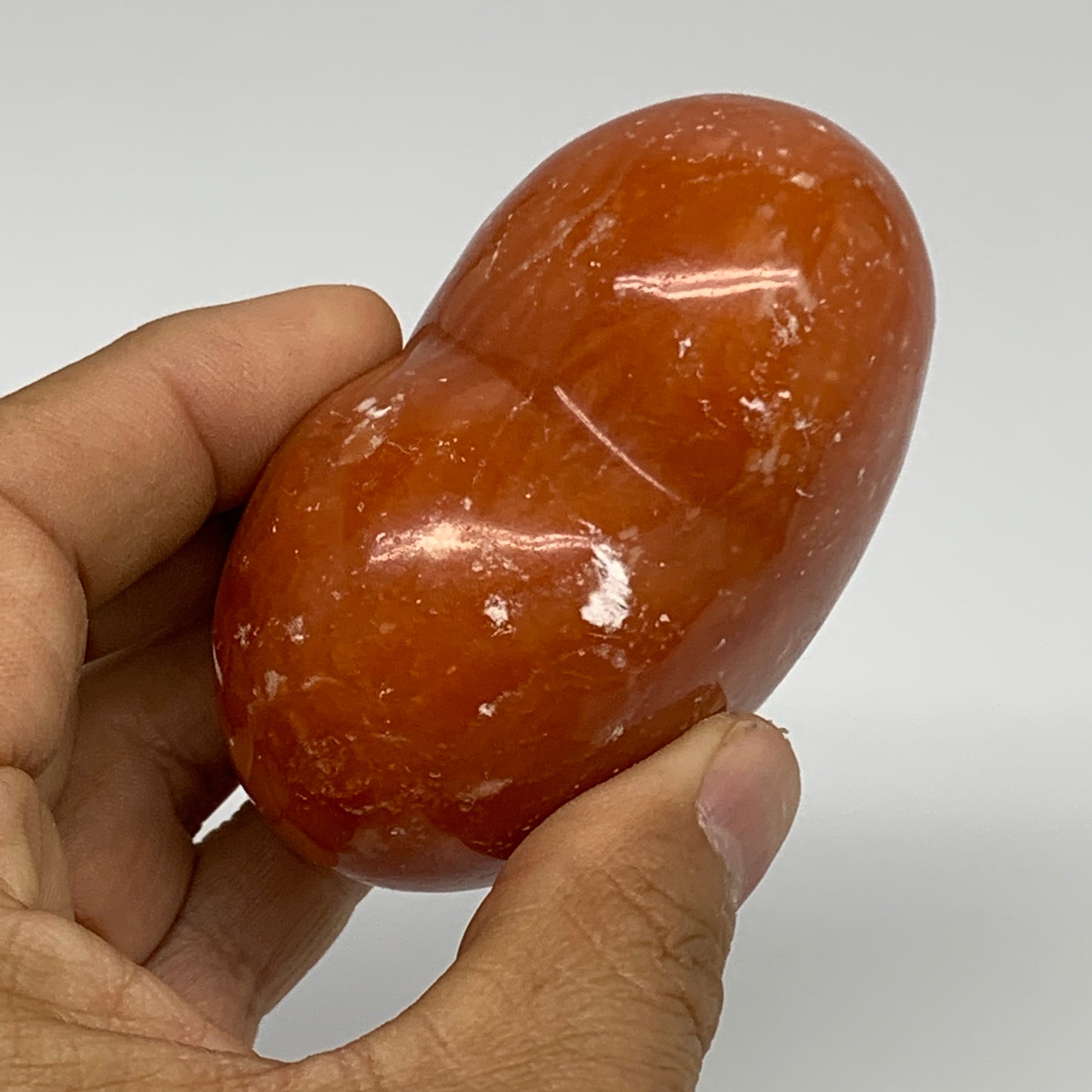 220g, 2.5"x2.9"x1.6" Orange Calcite Heart Gemstones from Madagascar, B33770