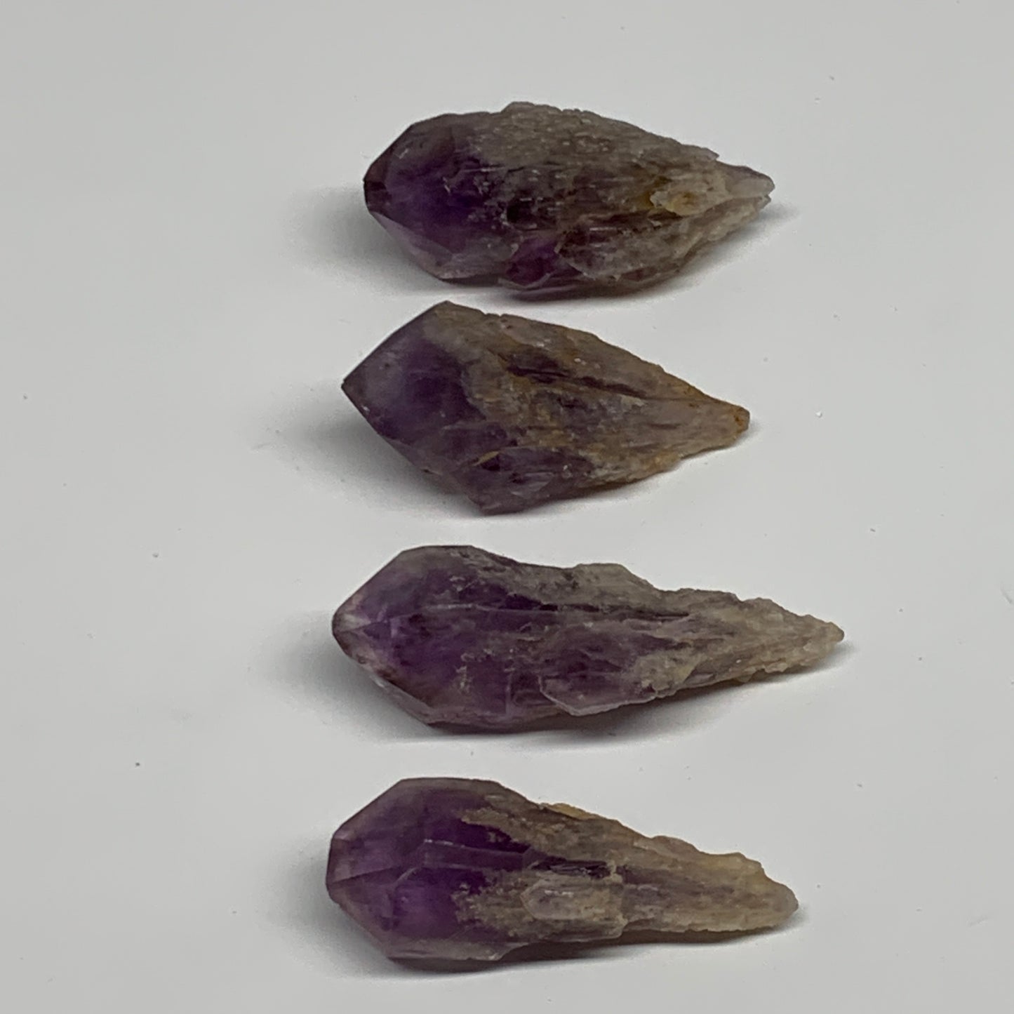 118.3g, 2.2" - 2.5", 4pcs, Amethyst Point Polished Rough lower part, B32394