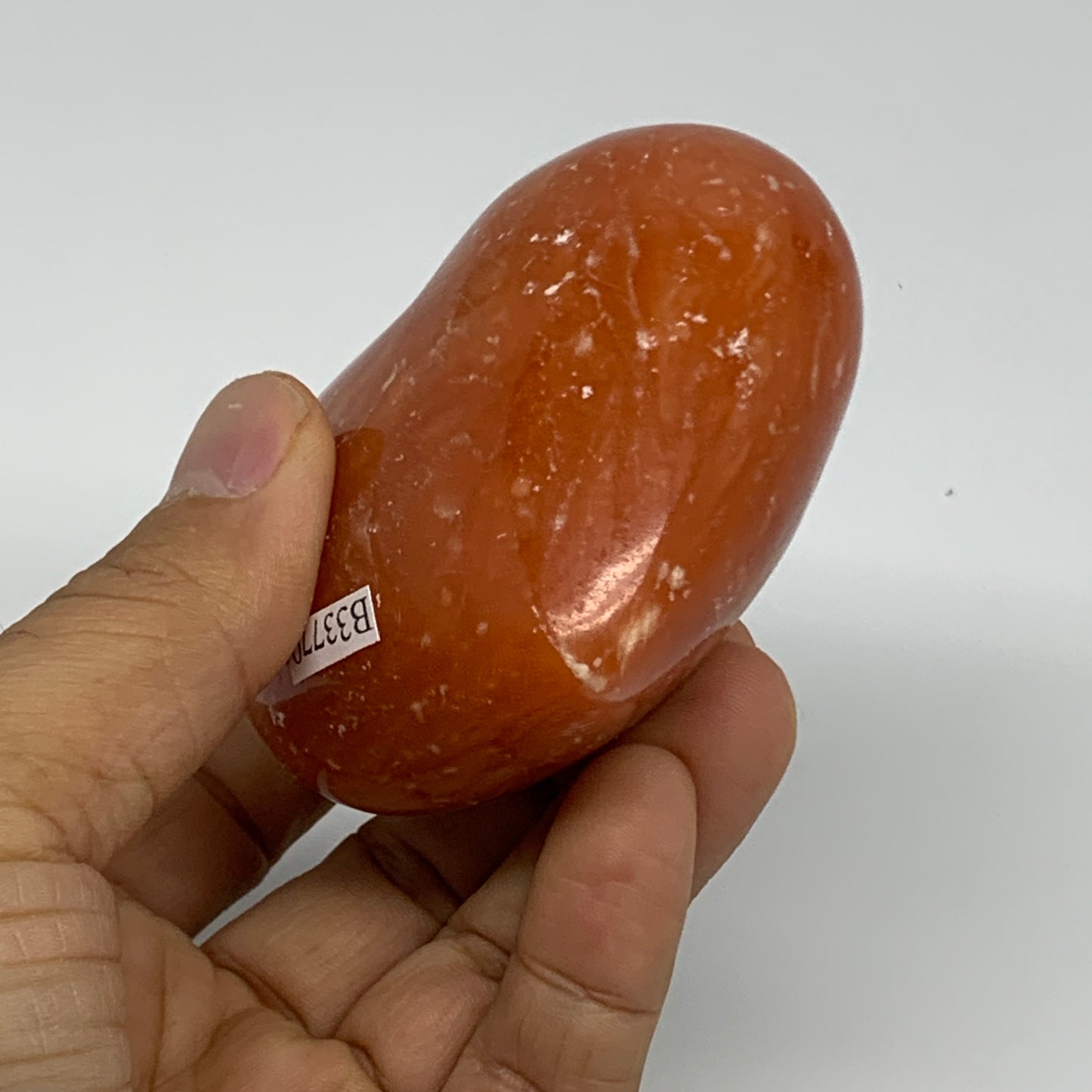 220g, 2.5"x2.9"x1.6" Orange Calcite Heart Gemstones from Madagascar, B33770