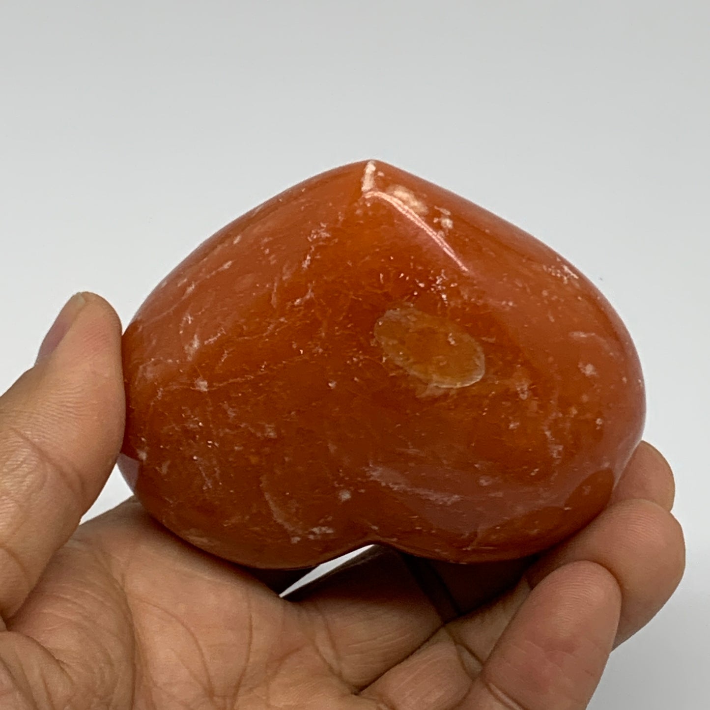 220g, 2.5"x2.9"x1.6" Orange Calcite Heart Gemstones from Madagascar, B33770