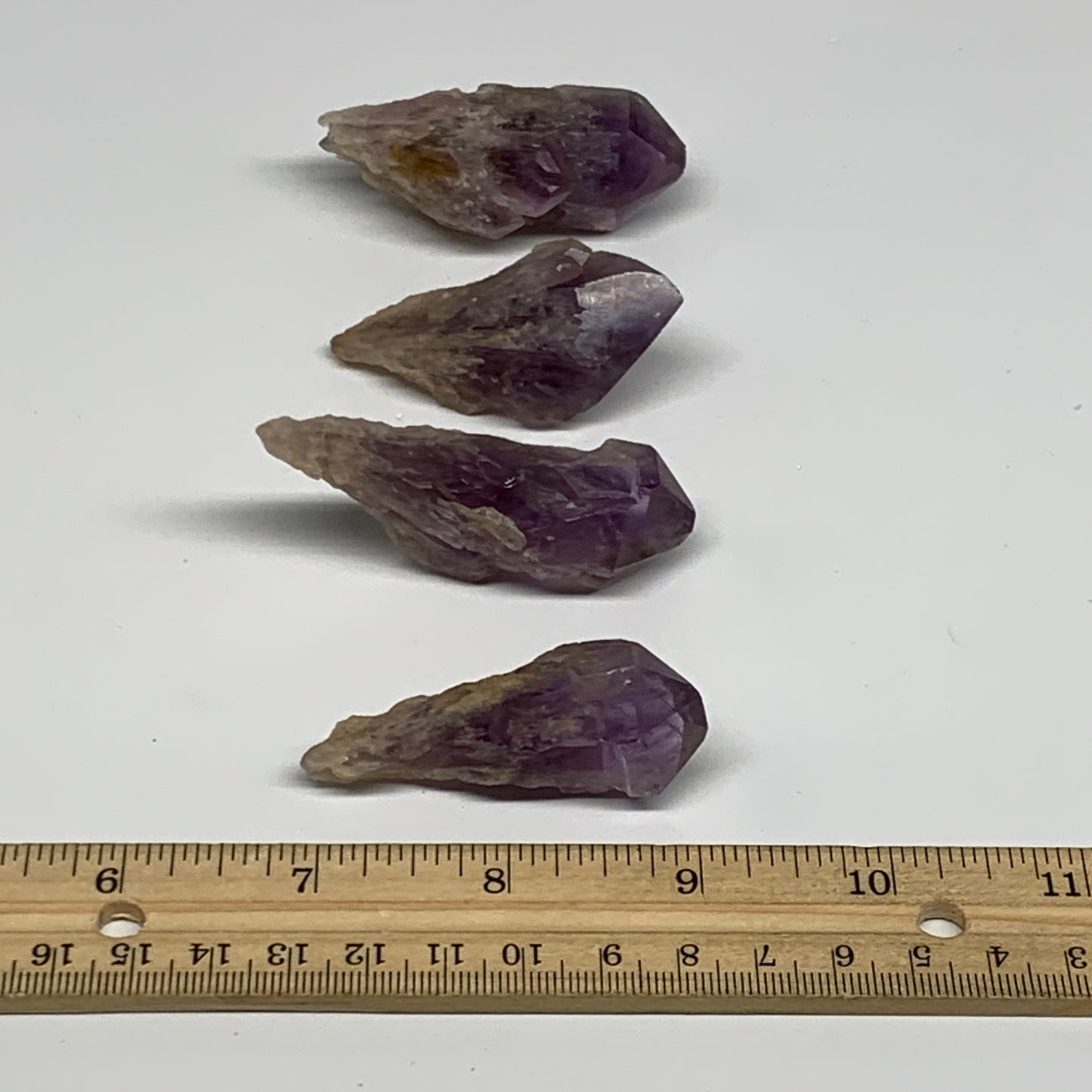 118.3g, 2.2" - 2.5", 4pcs, Amethyst Point Polished Rough lower part, B32394