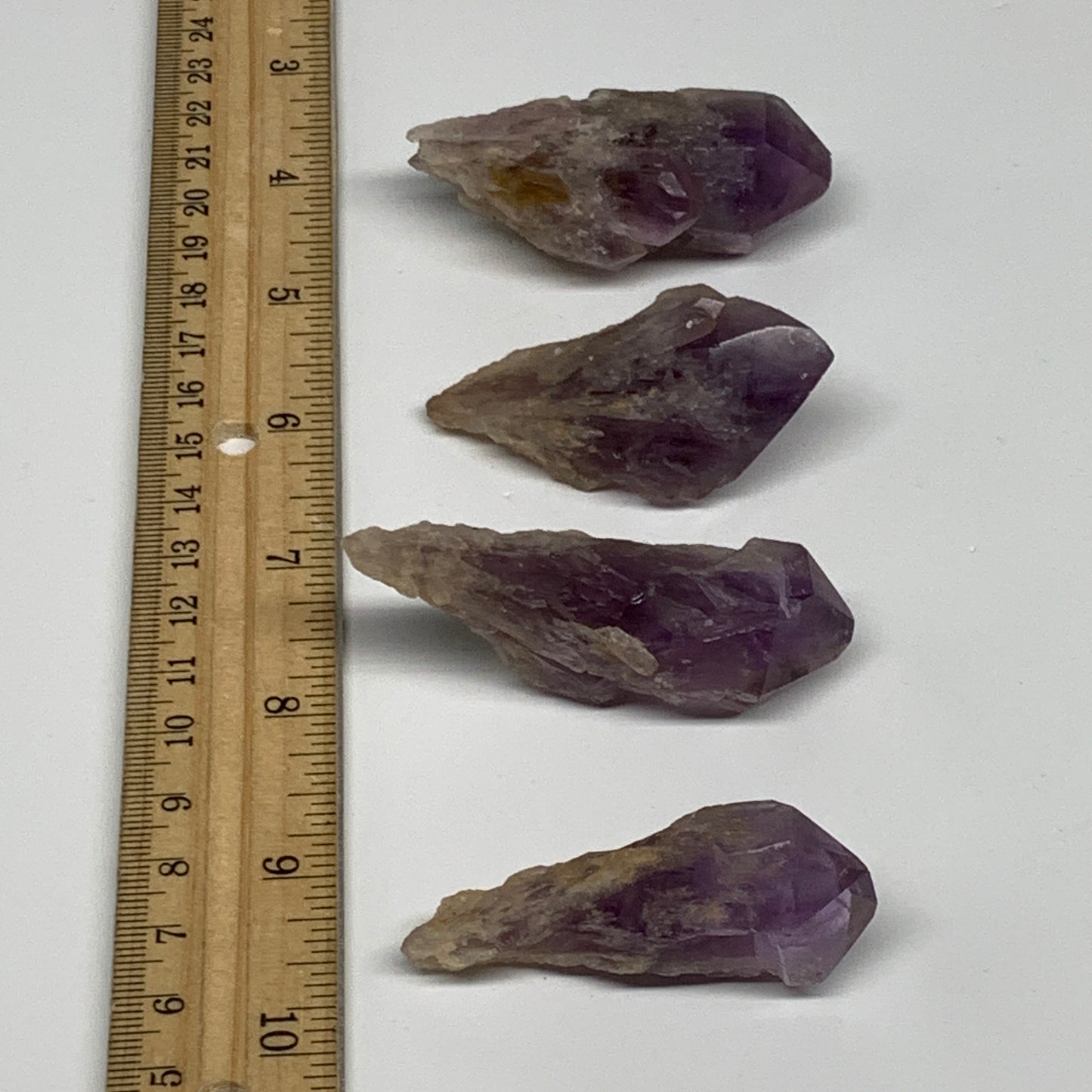 118.3g, 2.2" - 2.5", 4pcs, Amethyst Point Polished Rough lower part, B32394