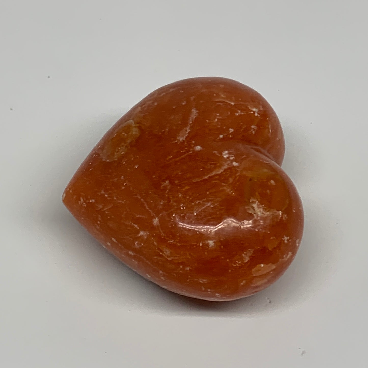 220g, 2.5"x2.9"x1.6" Orange Calcite Heart Gemstones from Madagascar, B33770