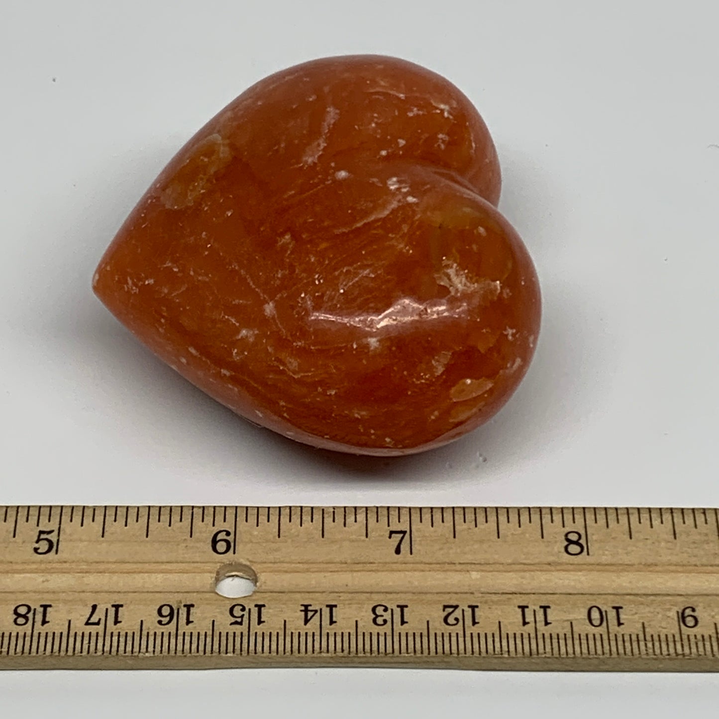 220g, 2.5"x2.9"x1.6" Orange Calcite Heart Gemstones from Madagascar, B33770