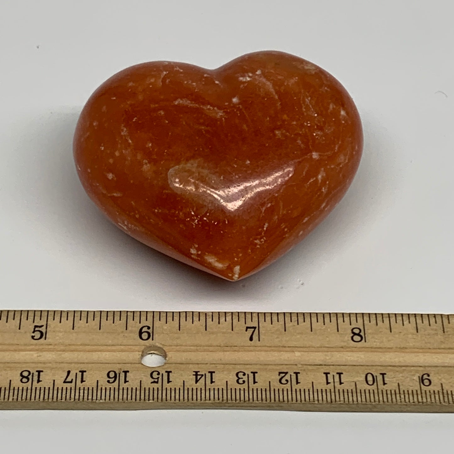 220g, 2.5"x2.9"x1.6" Orange Calcite Heart Gemstones from Madagascar, B33770