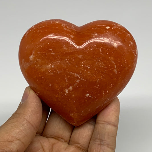 180g, 2.7"x3"x1.1" Orange Calcite Heart Gemstones from Madagascar, B33771