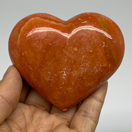 181g, 2.6"x3.1"x1.1" Orange Calcite Heart Gemstones from Madagascar, B33772