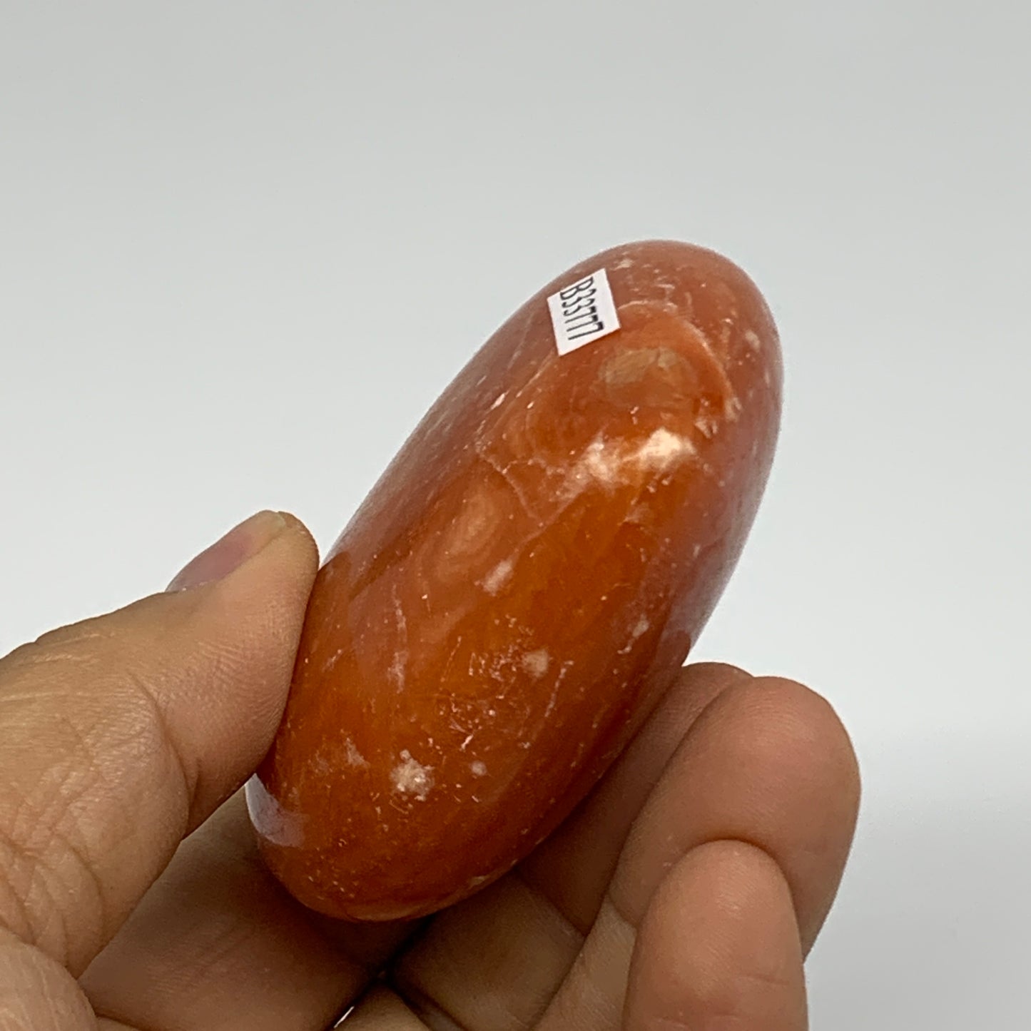 117.8g, 2.2"x2.5"x1.1" Orange Calcite Heart Gemstones from Madagascar, B33777