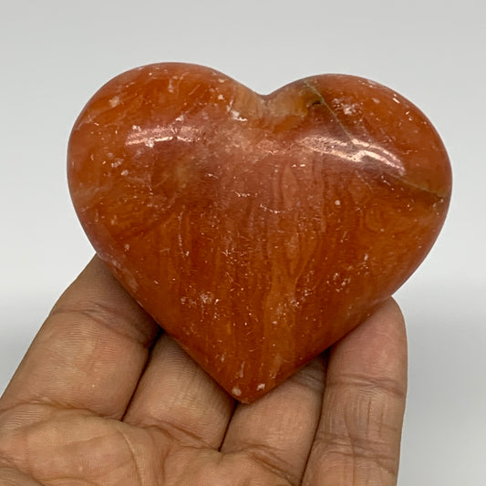 146g, 2.4"x2.8"x1.1" Orange Calcite Heart Gemstones from Madagascar, B33778