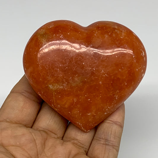 153g, 2.5"x2.8"x1.1" Orange Calcite Heart Gemstones from Madagascar, B33783