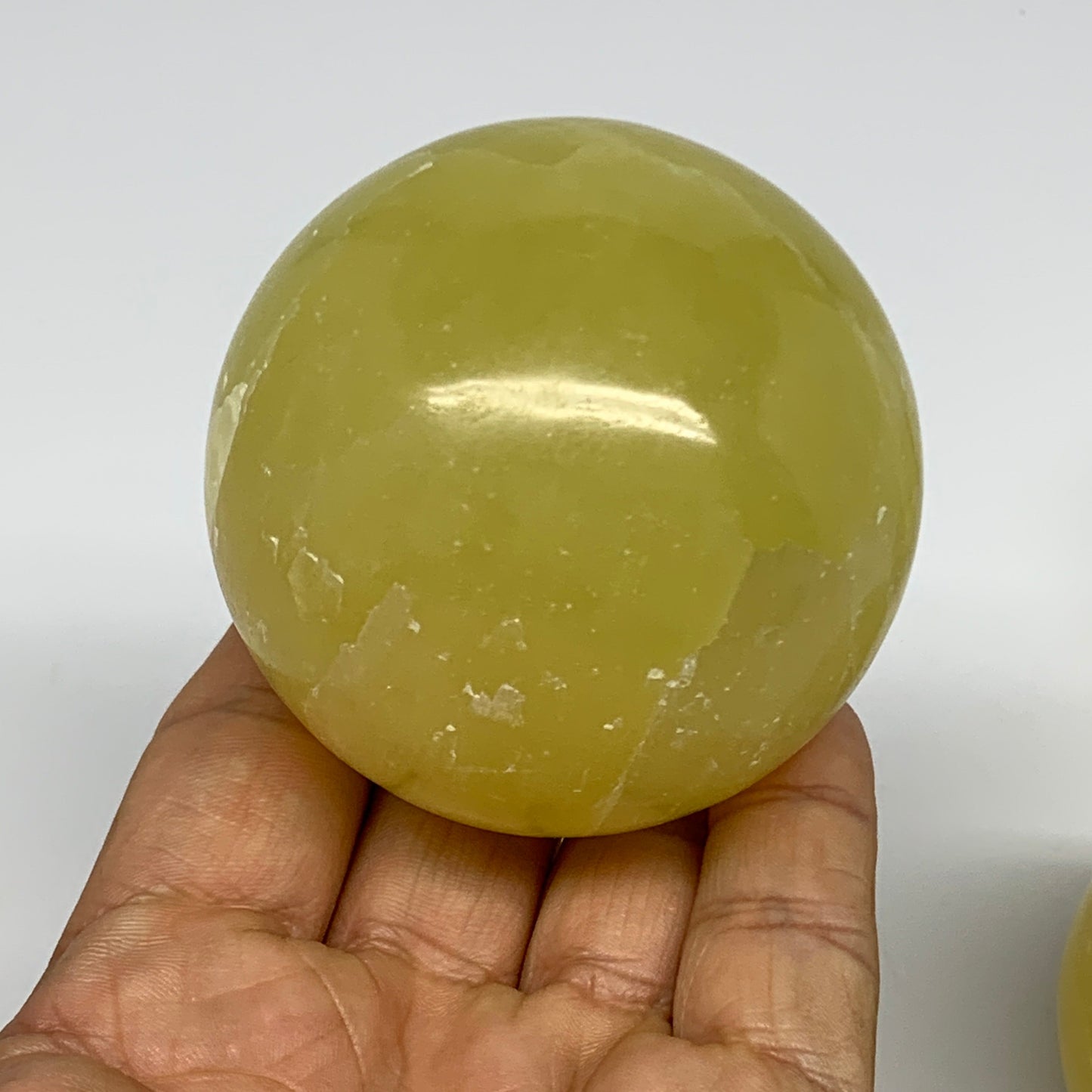 2.2 lbs, 2.3"-2.4", 3pcs Lemon Calcite Spheres Gemstones @Afghanistan, B26022