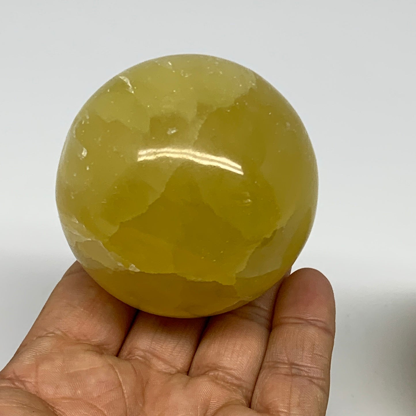 2.2 lbs, 2.3"-2.4", 3pcs Lemon Calcite Spheres Gemstones @Afghanistan, B26022