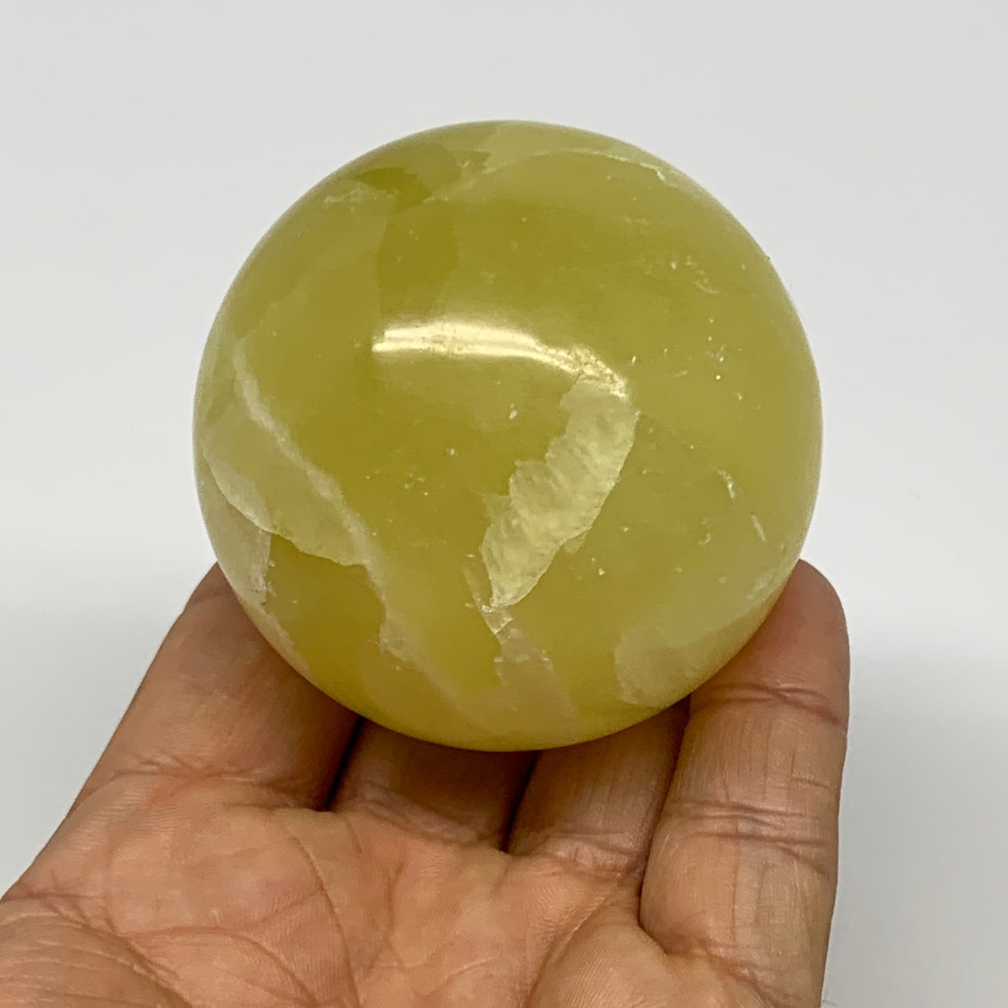 2.2 lbs, 2.1"-2.3", 4pcs Lemon Calcite Spheres Gemstones @Afghanistan, B26023