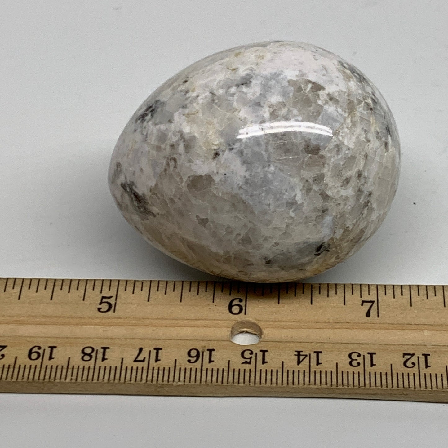 162.4g, 2.3"x1.8", Natural Gemstone White Rainbow Moonstone Egg, B34426