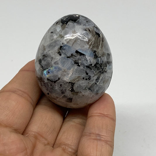 113.7g, 2"x1.6", Natural Gemstone White Rainbow Moonstone Egg, B34427