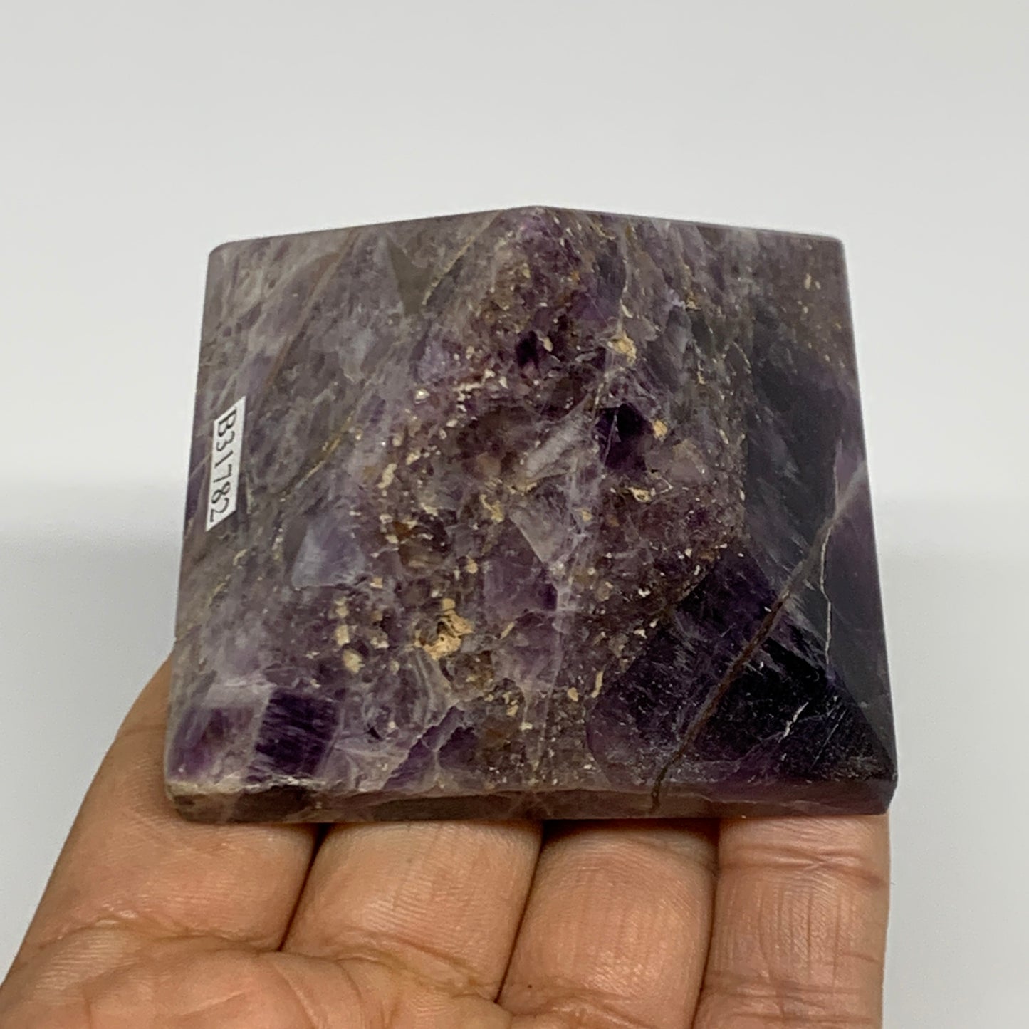 0.42 lbs, 1.7"x2.4"x2.5", Dream Amethyst Pyramid Gemstone, Polished Gemstone, B3