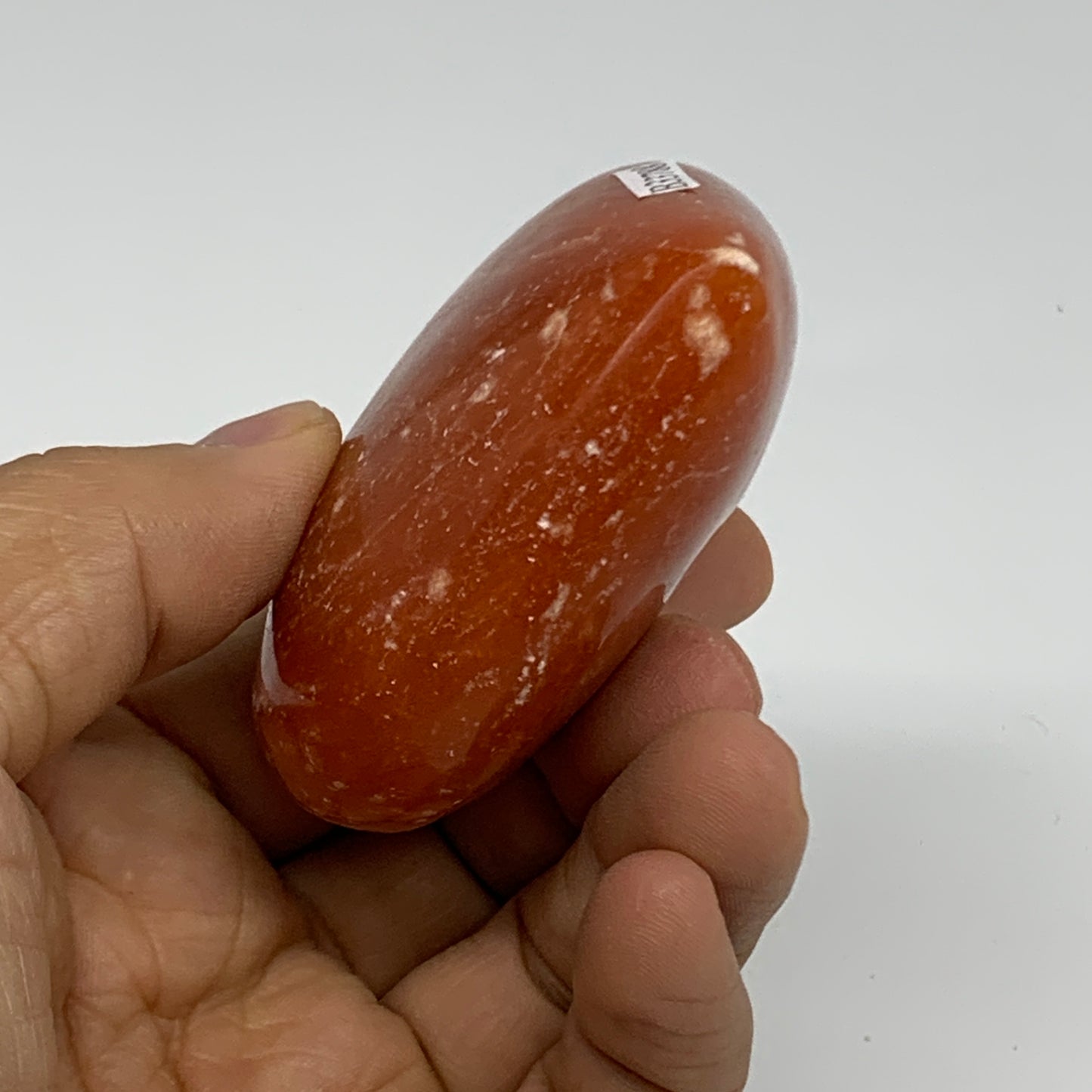 131.3g, 2.3"x2.7"x1.2" Orange Calcite Heart Gemstones from Madagascar, B33788