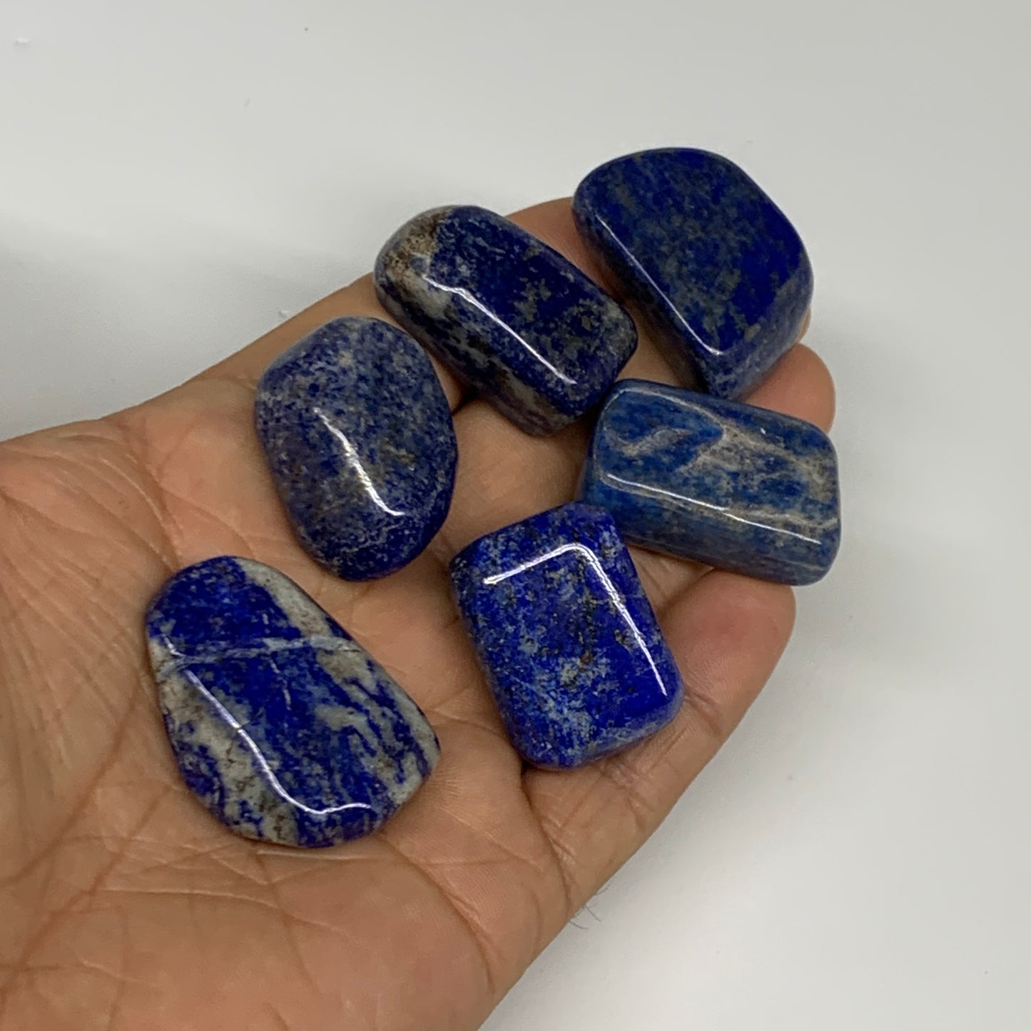 111.9g,1.1"-1.4", 6pcs, Natural Lapis Lazuli Tumbled Stone @Afghanistan, B30243