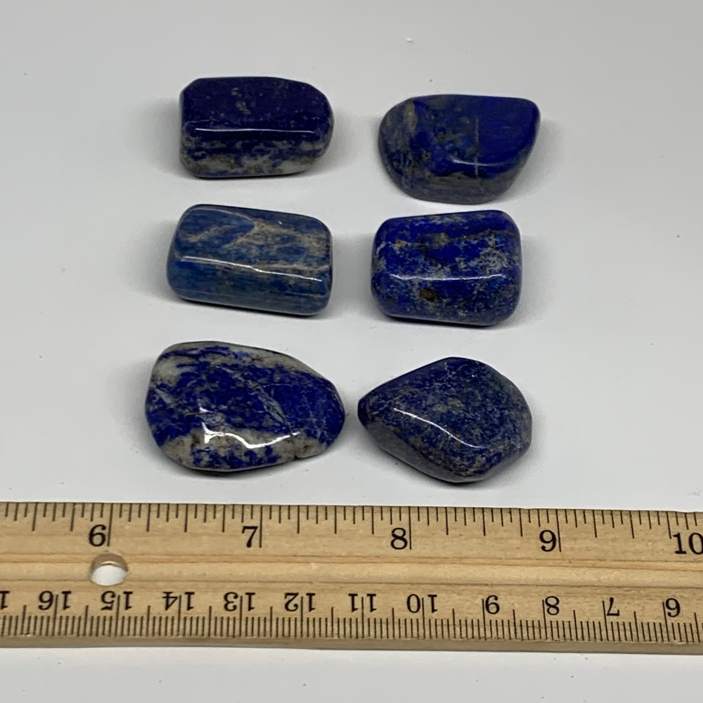 111.9g,1.1"-1.4", 6pcs, Natural Lapis Lazuli Tumbled Stone @Afghanistan, B30243