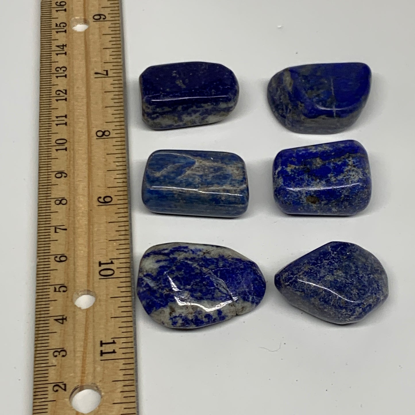 111.9g,1.1"-1.4", 6pcs, Natural Lapis Lazuli Tumbled Stone @Afghanistan, B30243