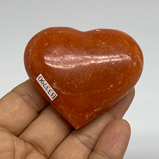 89.4g, 2"x2.4"x1" Orange Calcite Heart Gemstones from Madagascar, B33790