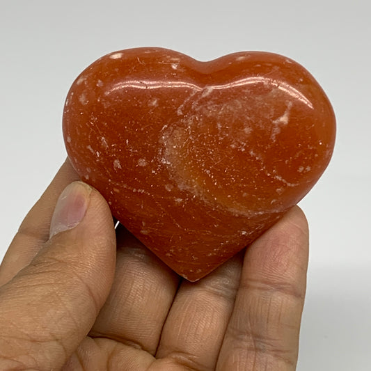 76.8g, 2"x2.4"x0.8" Orange Calcite Heart Gemstones from Madagascar, B33793