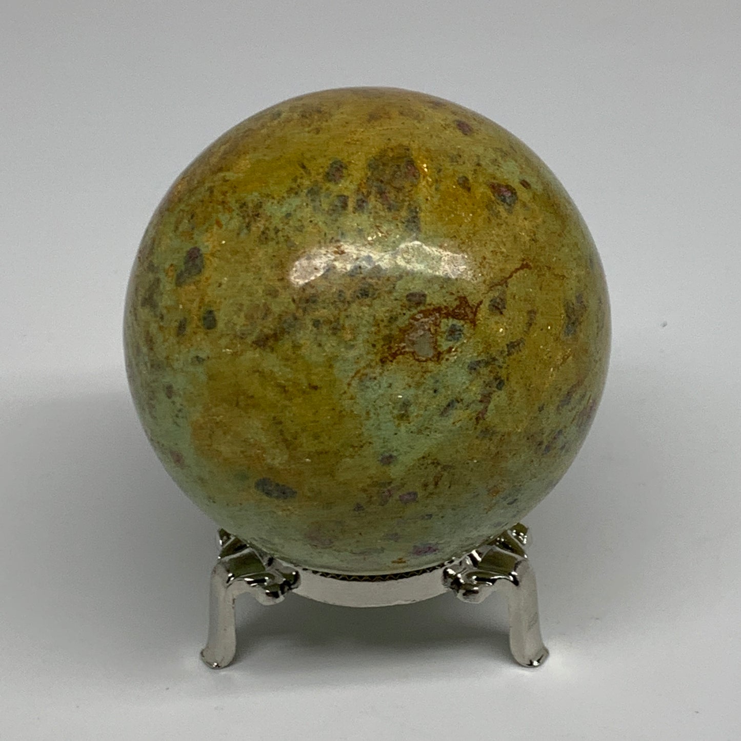 1.26 lbs, 2.8"(72mm), Zoisite with Ruby Sphere Sphere Ball Crystal, B25208